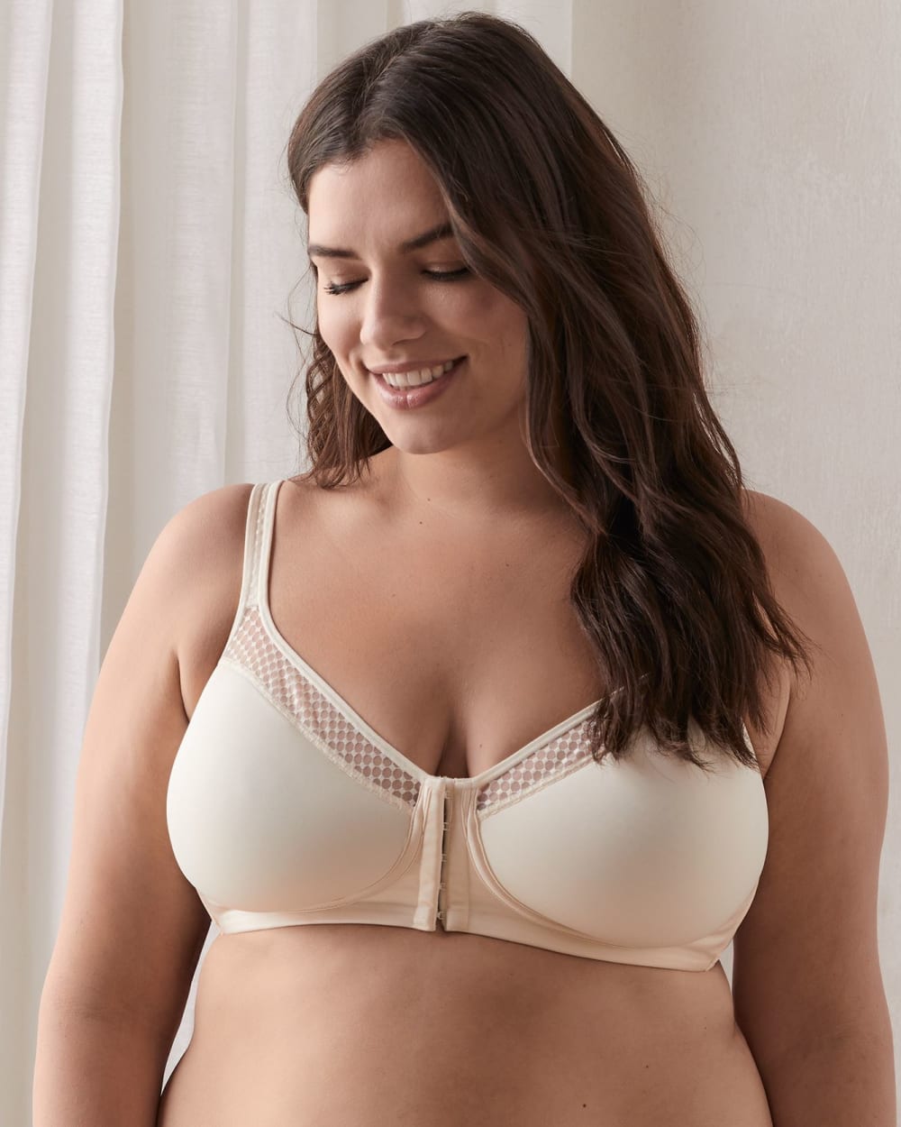 Just My Size Women's Front Close Soft Cup Bra, Nude, 44DD