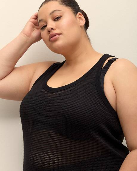 Robe longue noire couvre-maillot sans manches