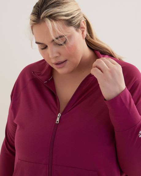 Mock-Neck Zipper Jacket with Raglan Sleeves - Active Zone