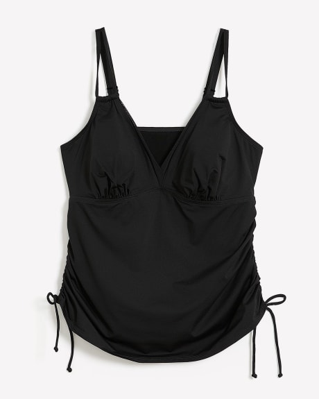 Black Triangle Tankini Top with Adjustable Sides