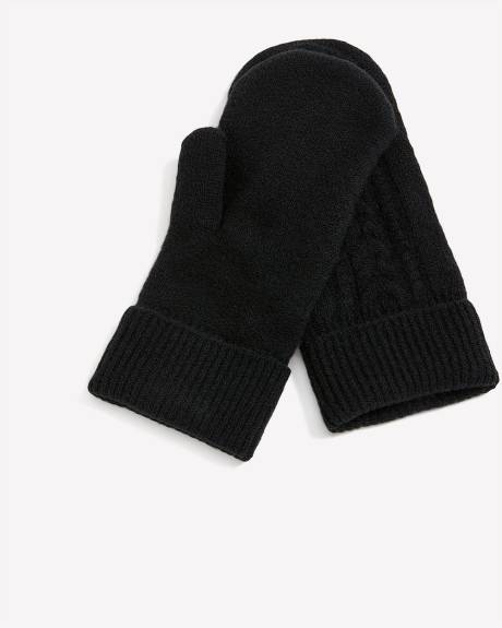 Mitaines en mailles torsadées doublées en molleton Mitaines en mailles torsadées doublées en molleton