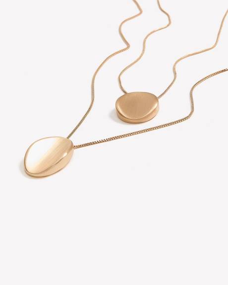 Long Necklaces with Round Pendant, Set of 2