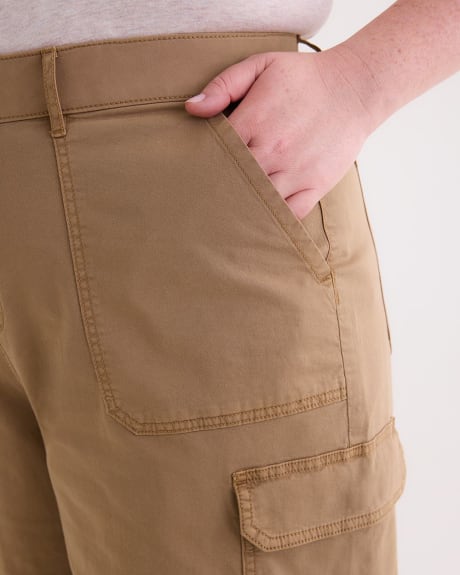 Pantalon cargo en coton à jambe évasée