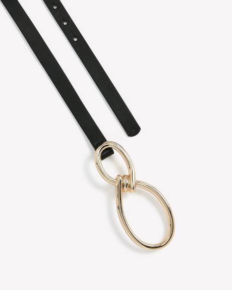 Black Skinny Belt with Infinity Buckle