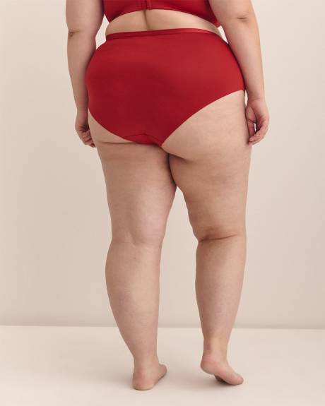 Red Microfibre Brief with Sequins Lace - ti Voglio