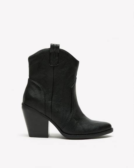 Extra Wide Width, Faux Leather Western Bootie