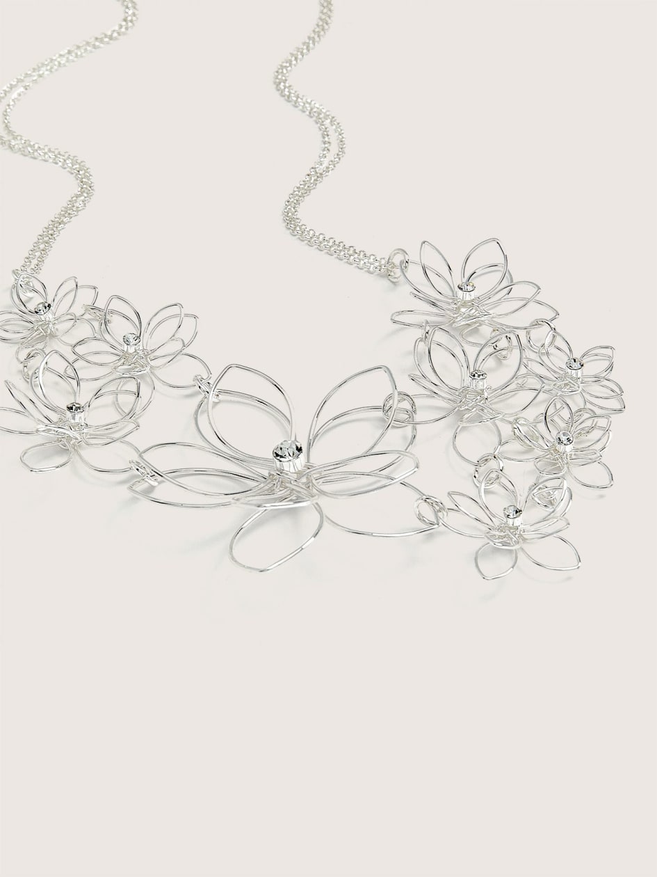 Short Silver Floral Necklace - Addition Elle