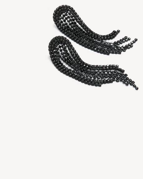 Long Black Tassel Drop Earrings
