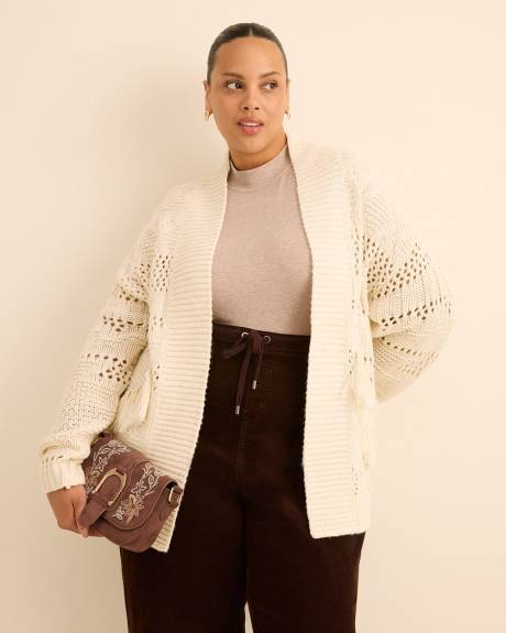 Cardigan ouvert long avec pampilles