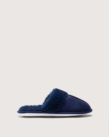 Extra Wide Width Faux-Fur Slippers - Addition Elle