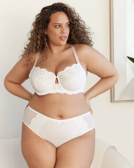 Soutien-gorge en dentelle blanche non doublé, avec armatures - Déesse Collection