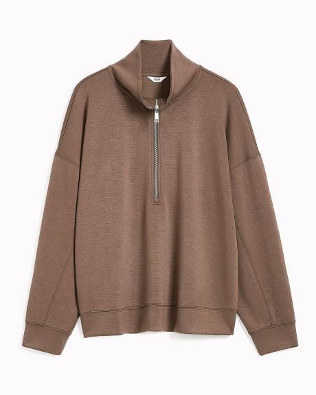 Long-Sleeve Zippered Mock-Neck Top