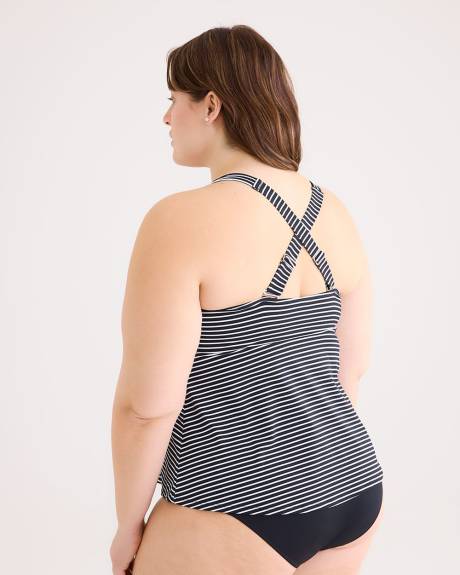 Tankini ligné à encolure en V, coupe empire