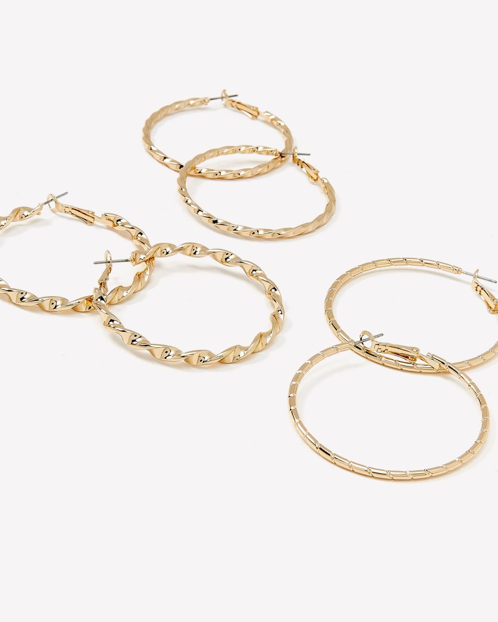 Medium Assorted Golden Hoop Earrings, Set of 3