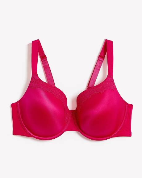 Solid Contour Underwire T-Shirt Bra with Lace Trims - Déesse Collection