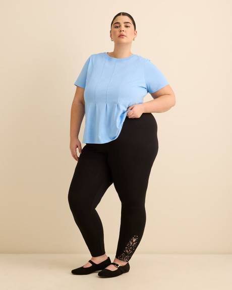 Legging mode noir avec ourlet crochet&eacute;