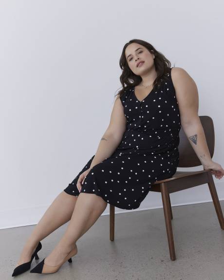 Robe imprimée sans manches avec taille élastique à smocks