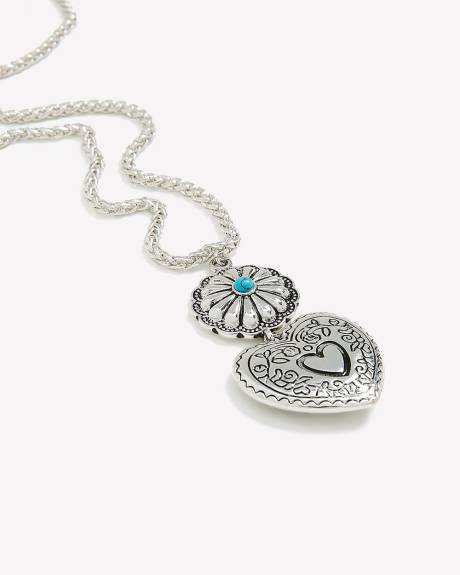 Long Necklace with Western Heart Pendant