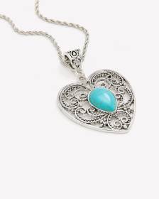 Long collier western avec pendentif en coeur