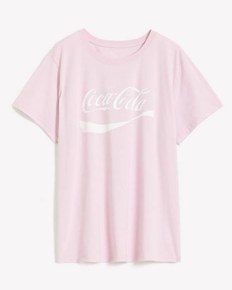 Purple Short-Sleeve Crewneck Tee with Coca-Cola Print