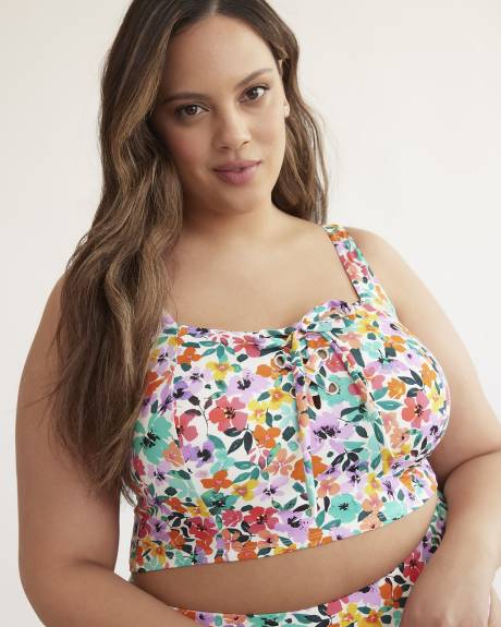 Lace-Up Longline Square Bikini Top