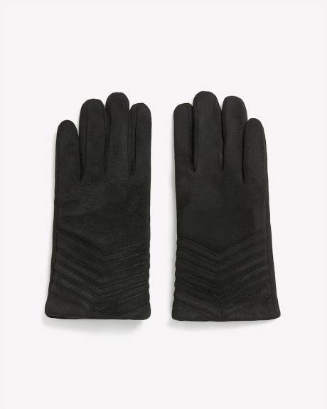 Gant en suède synthétique noir à chevrons