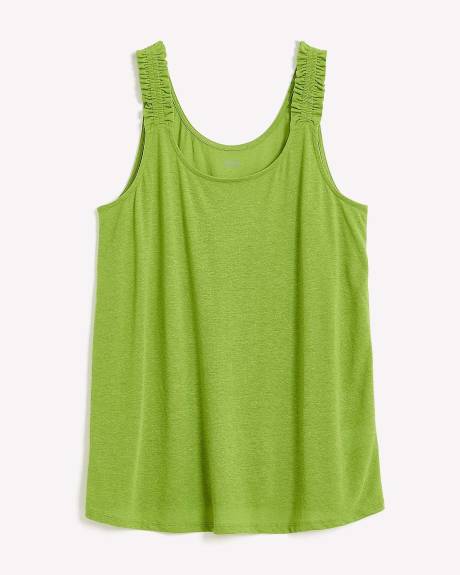 Linen Blend U-Neck Cami with Elastic Strap