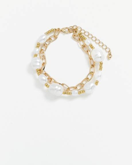 Bracelets en chaînes avec perles, ens. de 2