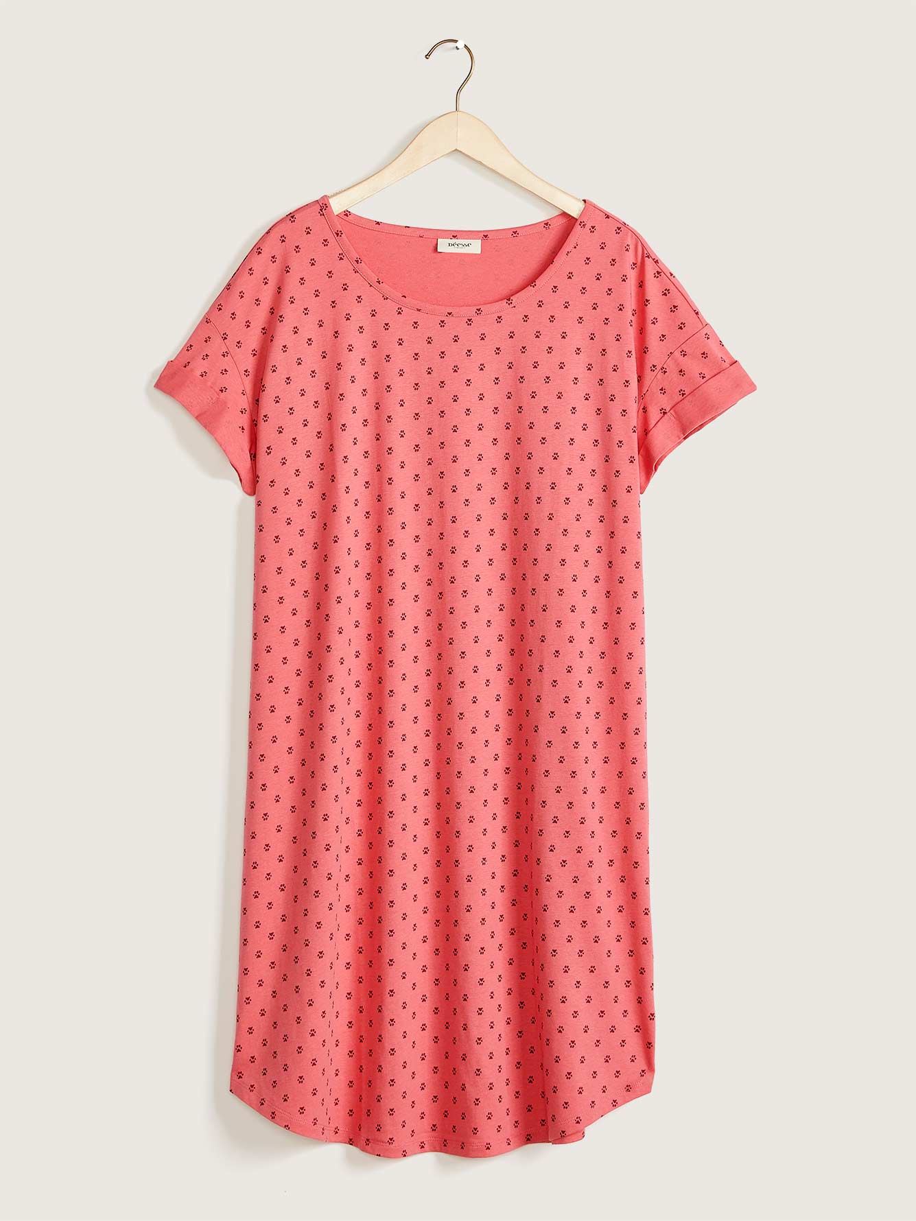 Short Printed Cotton Sleepshirt - Addition Elle | Penningtons