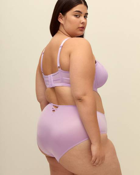 High-Cut Lavender Satin and Lace Brief - Déesse Collection