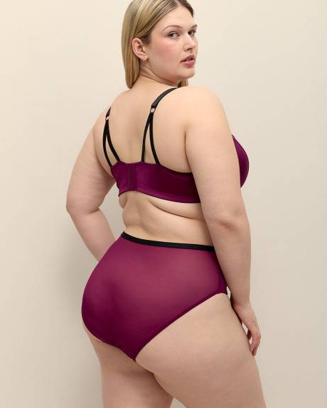 Magenta High-Cut Brief with Floral Embroidery - Déesse Collection