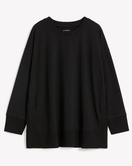 Black French Terry Tunic with High Side Slits - Active Zone