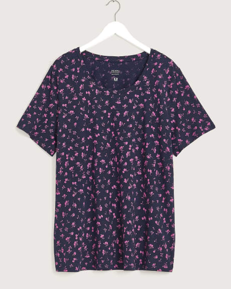 Boyfriend-Fit Short-Sleeve Scooped Neck Tee with Screenprint