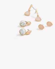 Mini boucles d'oreilles assorties avec pierres, ens. de 3