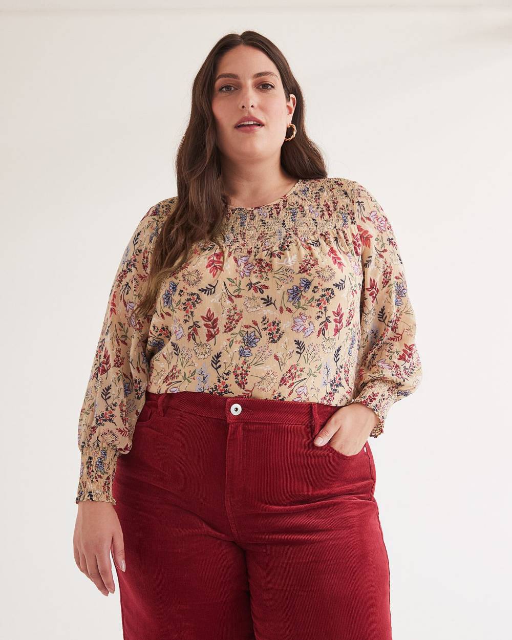 Lightweight Blouse with Smocked Neckline