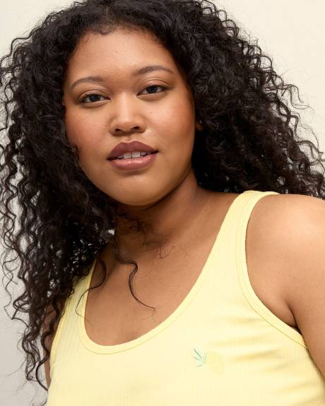 Ensemble de pyjama camisole et boxer en tricot côtelé jaune - ti Voglio