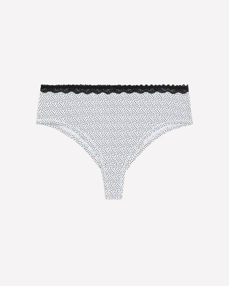 Cheeky Brief with Polka-Dot Print, Lace Waistband and Bow - ti Voglio
