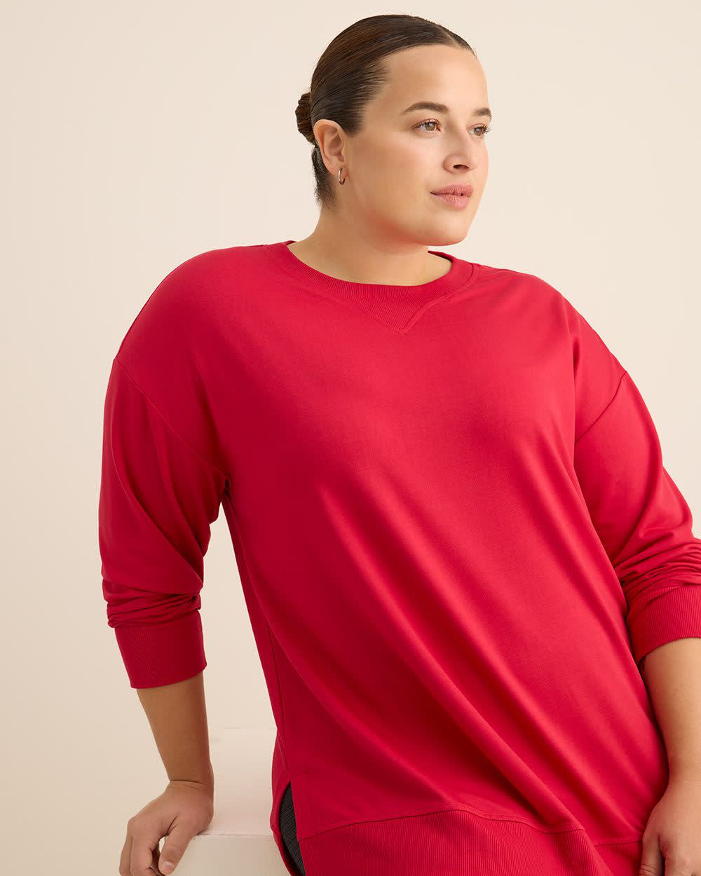 French Terry Tunic Top with Ribbed Details - Active Zone French Terry Tunic Top with Ribbed Details - Active Zone