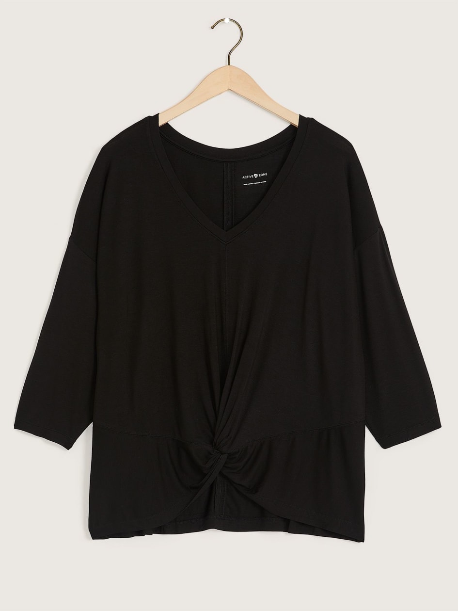 Responsible, 3/4 Sleeve Top With Twisted Front - Active Zone