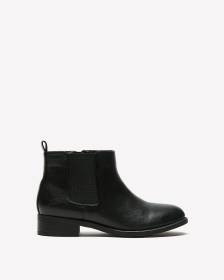 Extra Wide Width, Black Faux Leather Chelsea Bootie