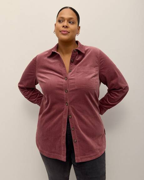 Corduroy Buttoned Down Shirt with Patch Pocket
