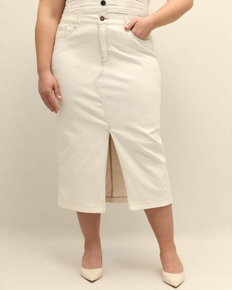 Responsible, Curvy White Denim Maxi Skirt - d/C Jeans