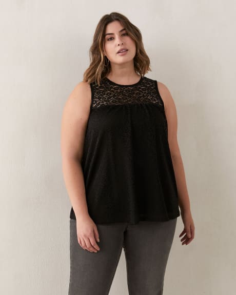 Sleeveless Top With Lace Detail - Addition Elle