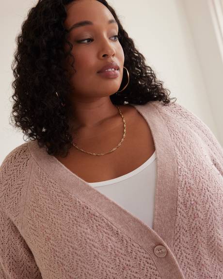 Cardigan avec billes et paillettes à mailles pointelle