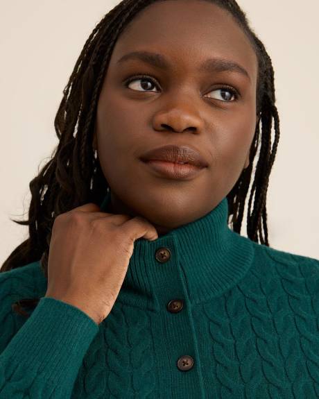 Half-Placket Cable Knit Sweater