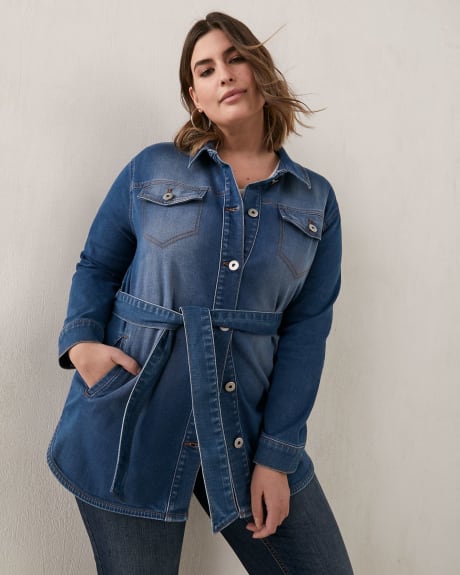 Veste en denim surdimensionnée avec ceinture - Addition Elle