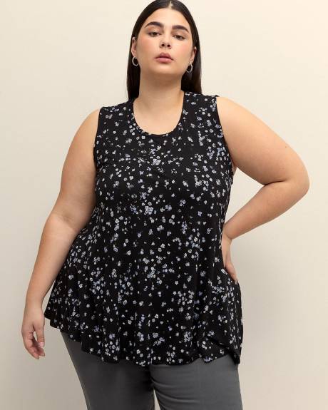 Long Sleeveless Floral Swing Top