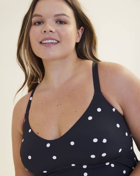 Dotted Empire-Cut A-Line Tankini Top