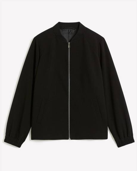 Cropped Black Bomber Jacket - Addition Elle