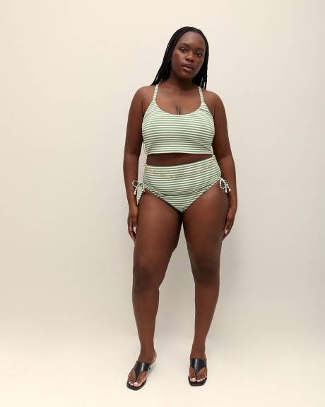 Mid-Rise Cheeky Ribbed Swim Brief with Side Ties